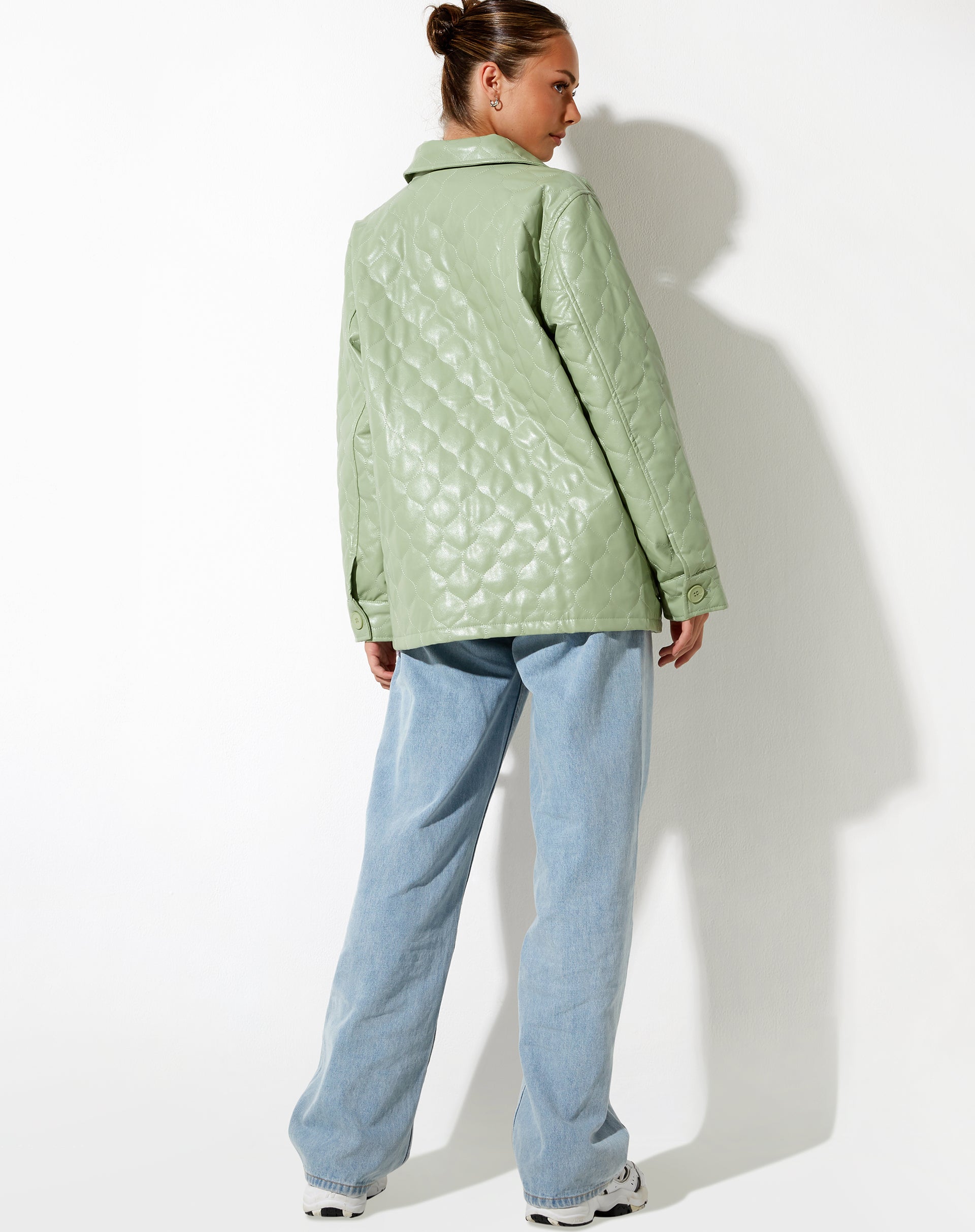 Image de la veste Winka en PU matelassé Pastel Mint