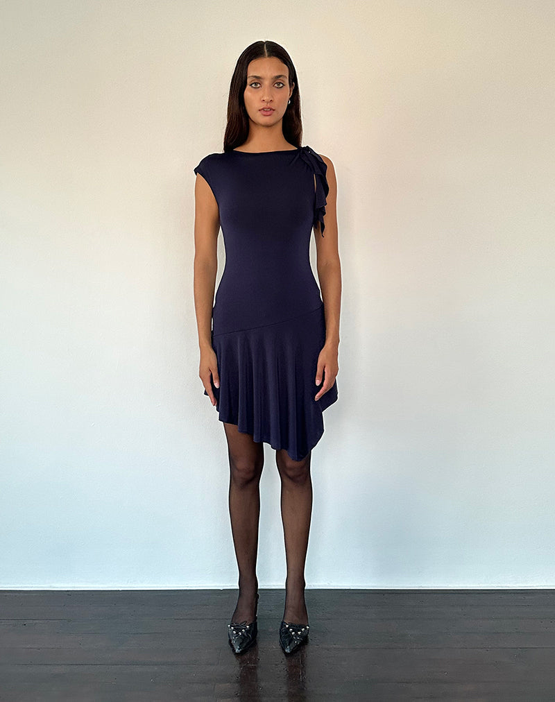 Winslow - Mini robe asymétrique à volants - Marine