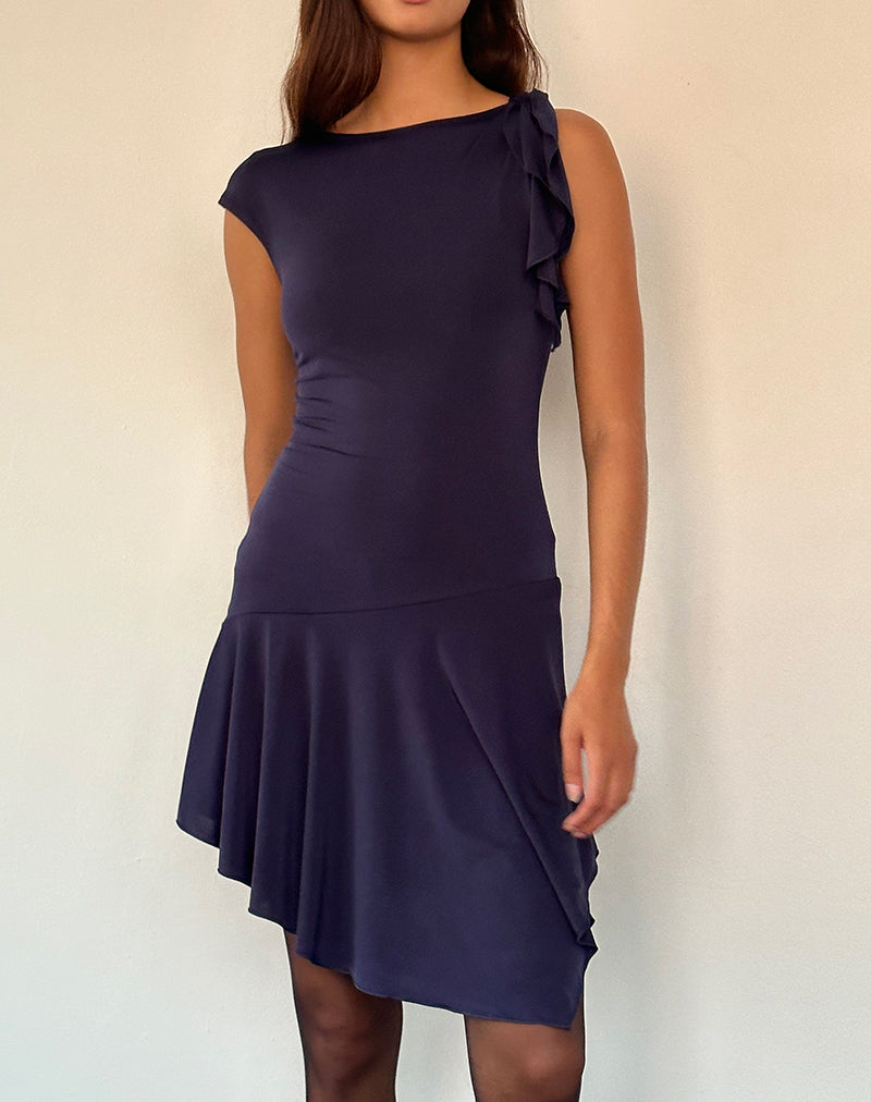 Winslow - Mini robe asymétrique à volants - Marine