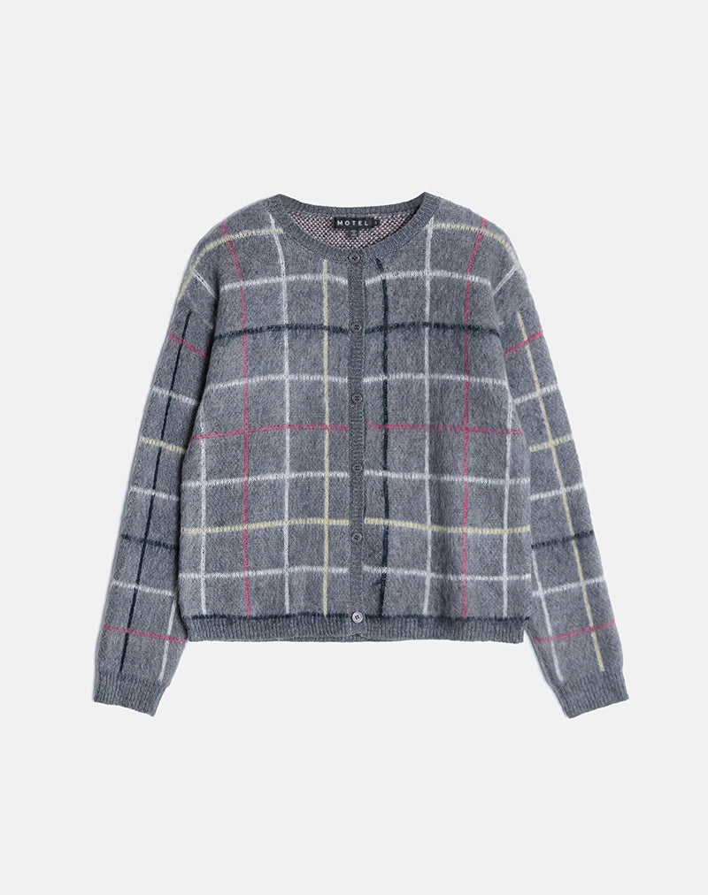 Image de Wisola Cardigan en tricot à carreaux de campagne Gris