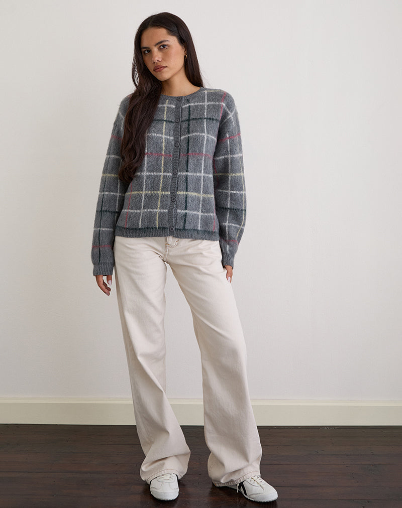 Image de Wisola Cardigan en tricot à carreaux de campagne Gris