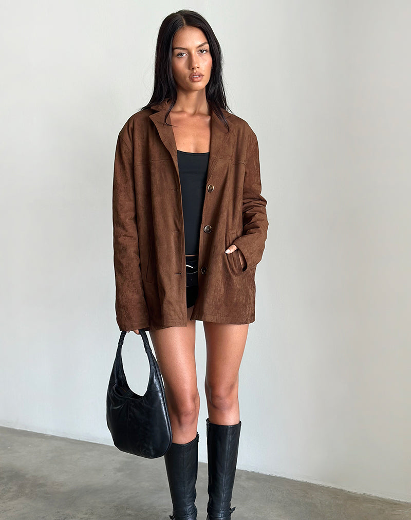 Image de la veste Wita en daim marron
