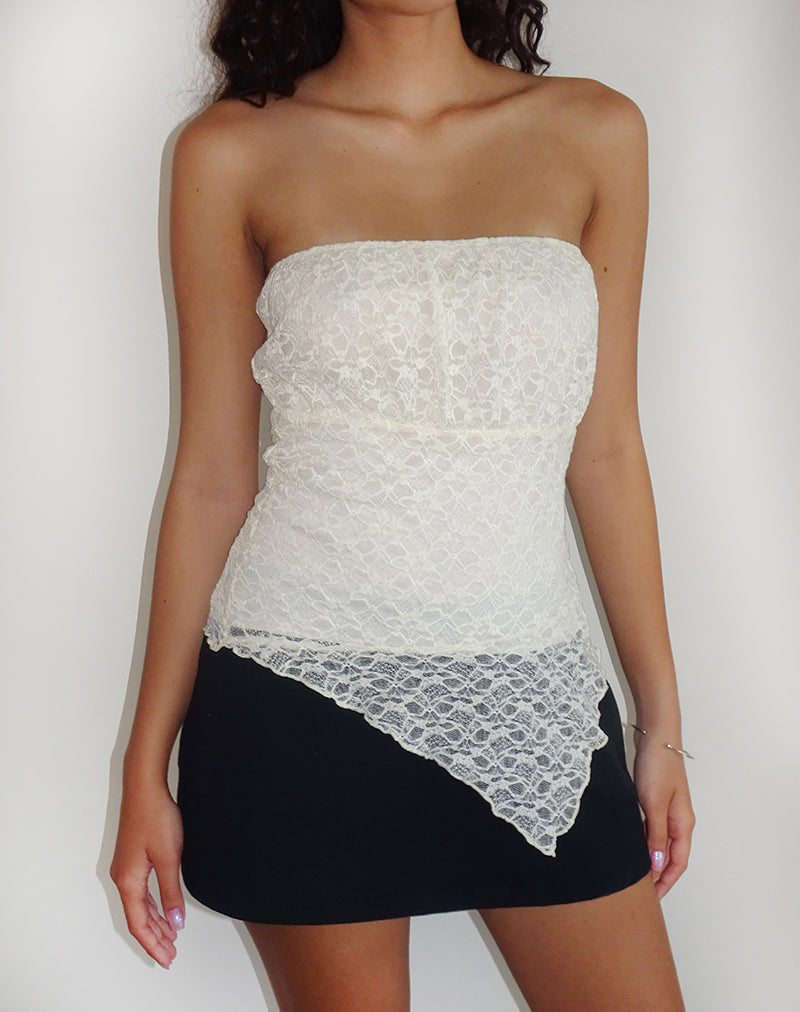 Image de Wuni Longline Bandeau Top in Lace Ivory
