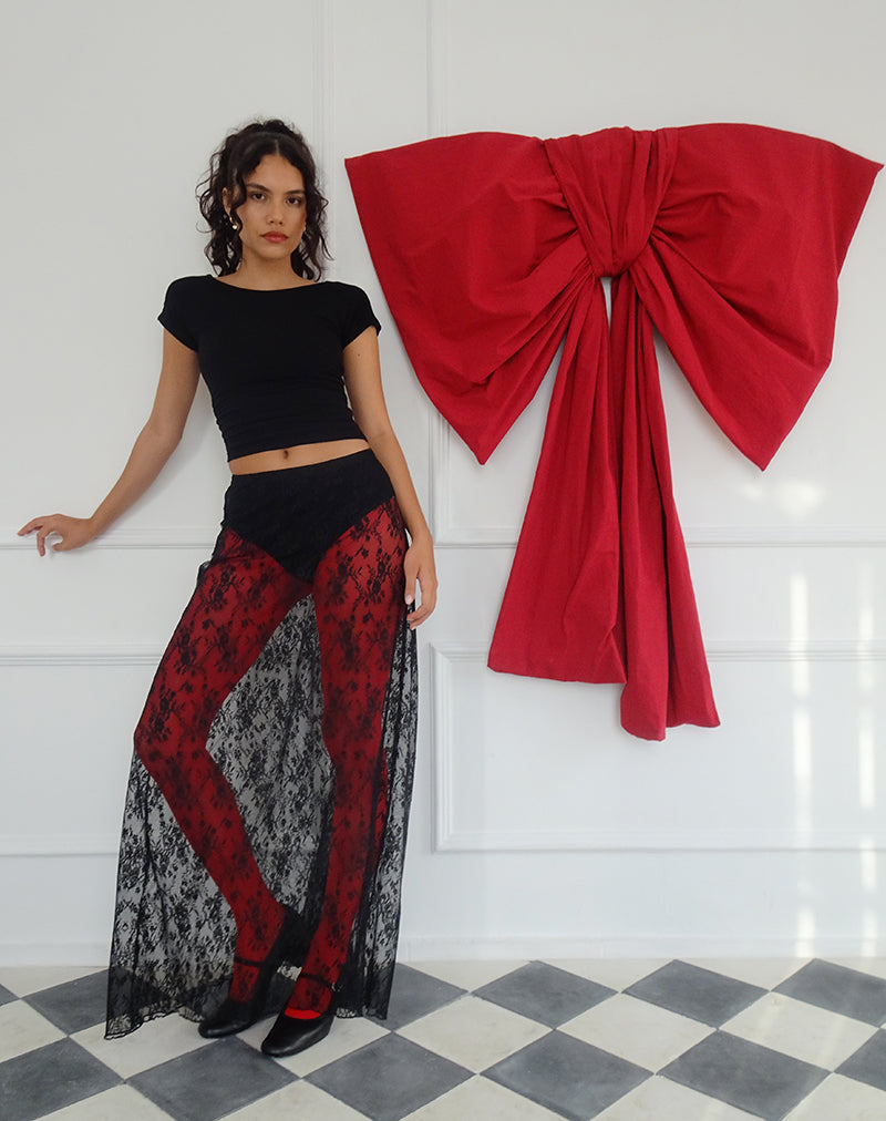 Jupe longue Nevali, dentelle noire Wild Rose