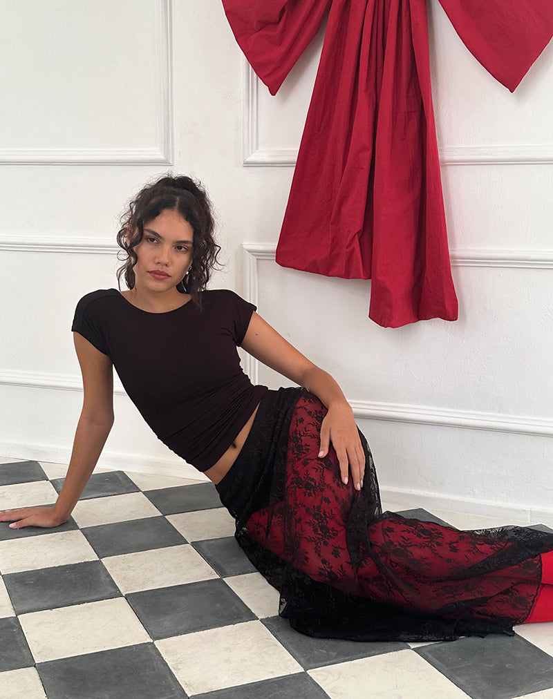 Image de Nevali Maxi Skirt in Black Wild Rose Lace