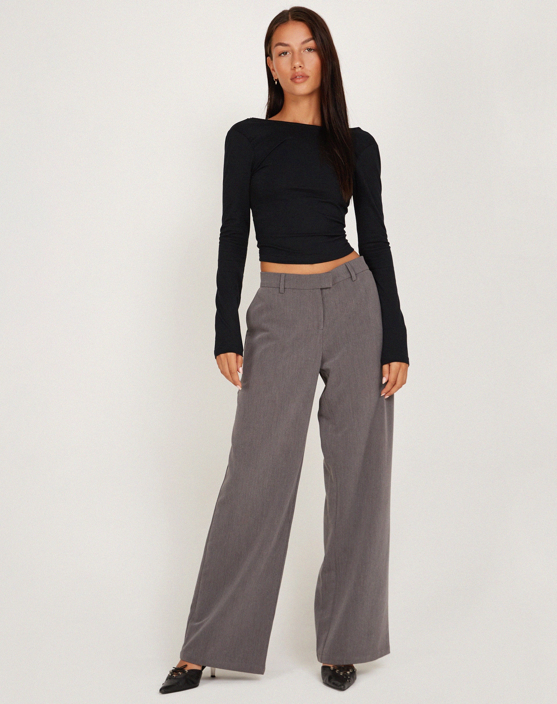 Image de Xiabon Long Sleeve Crop Top in Black