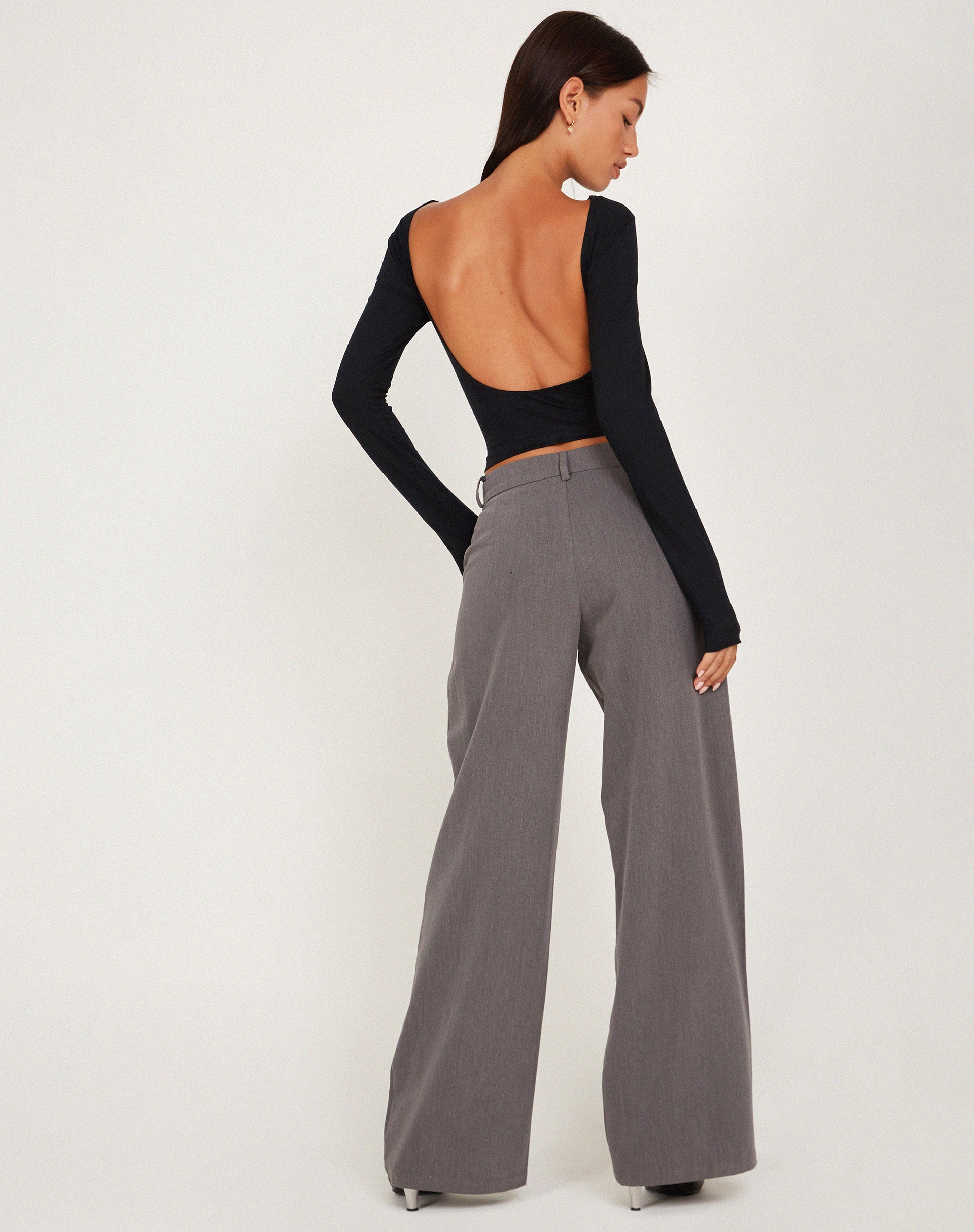 Image de Xiabon Long Sleeve Crop Top in Black