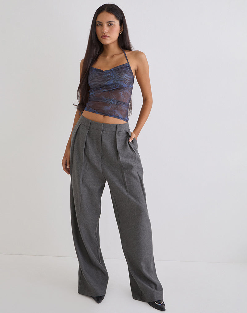 Image du haut à dos nu Xiomara en paisley bleu nuit foncé