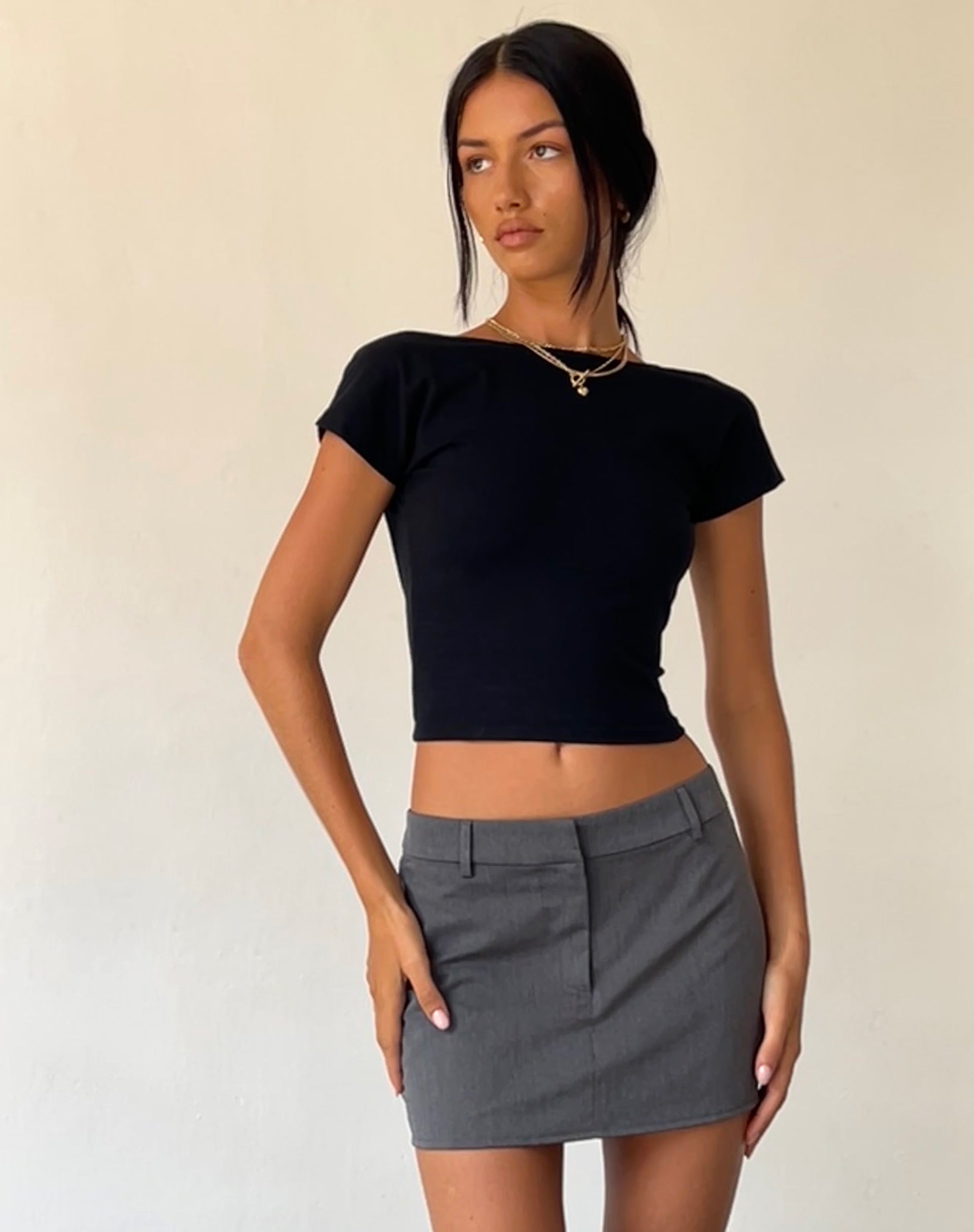 Image de Sukra Mini Tailored Skirt in Charcoal