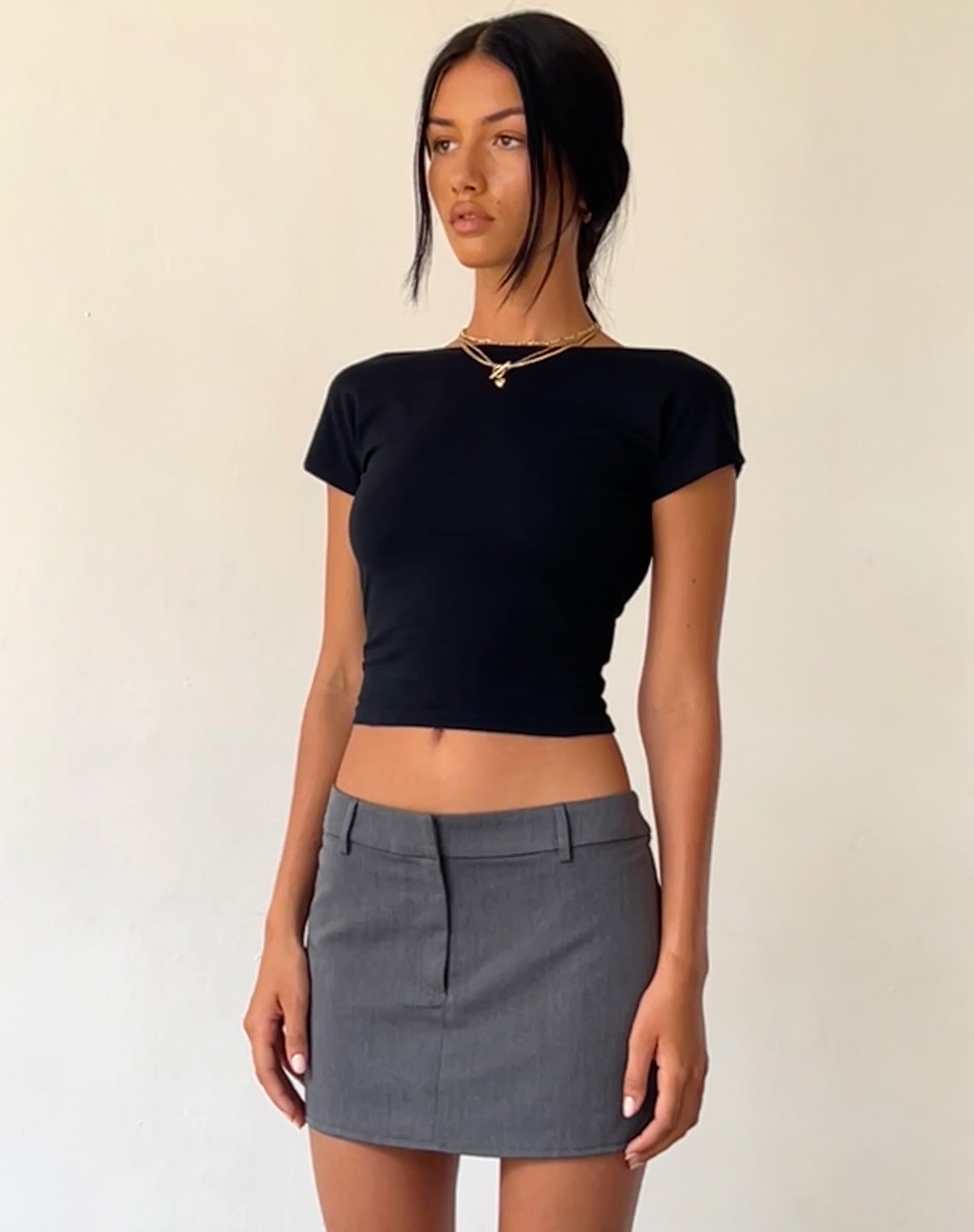 Image de Sukra Mini Tailored Skirt in Charcoal