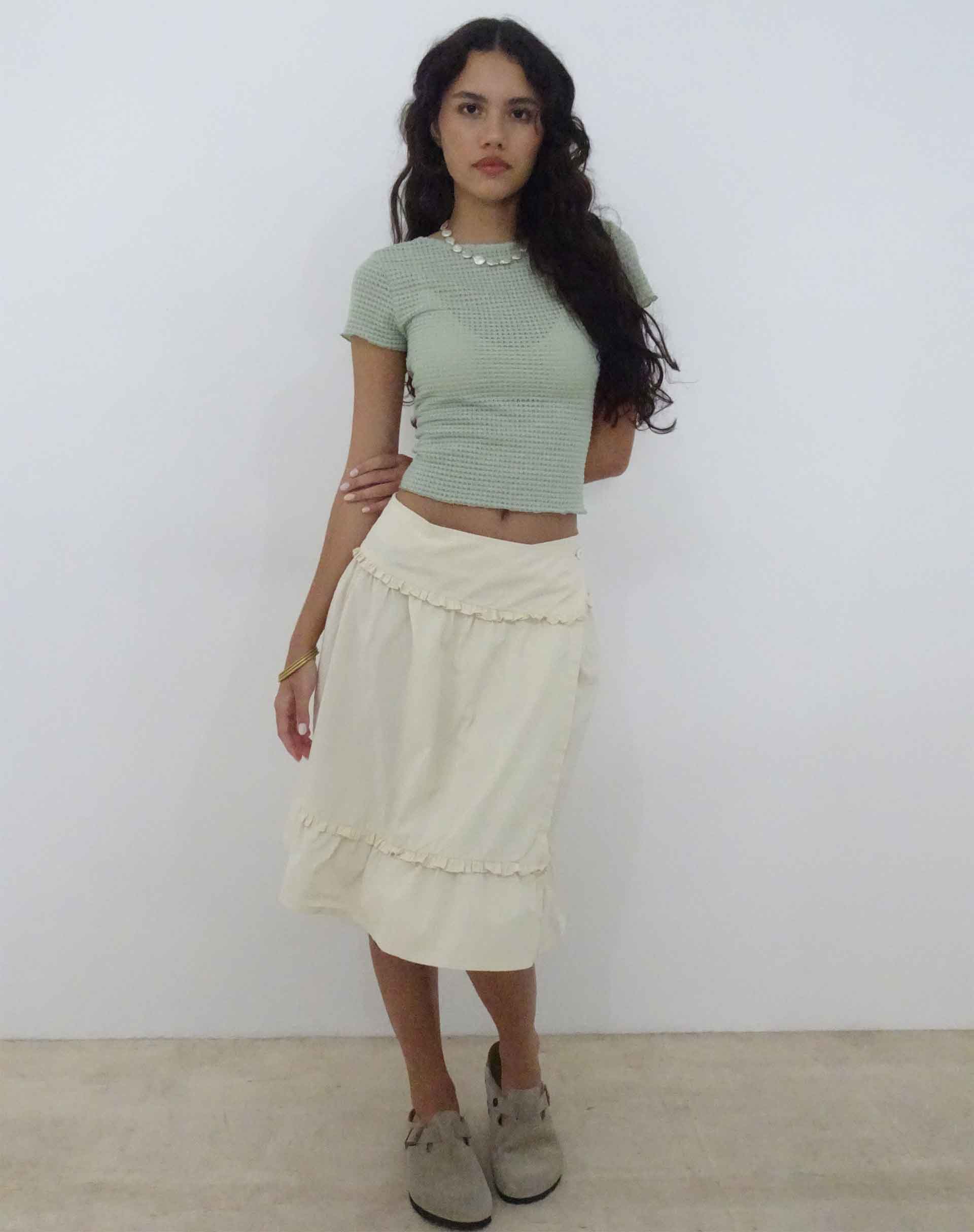 Image de Xiwang Crop Top in Sage Textured Crochet