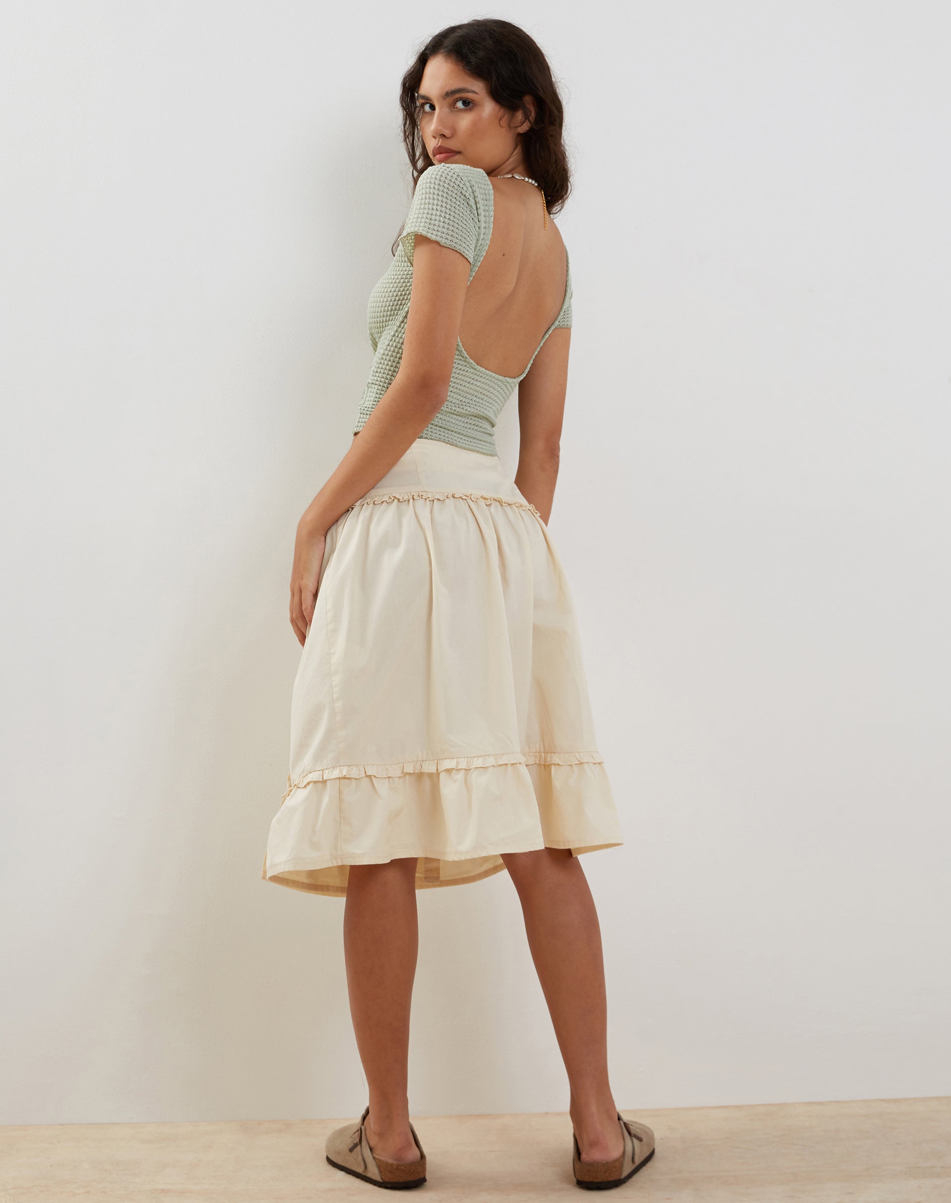 Image de Xiwang Crop Top in Sage Textured Crochet