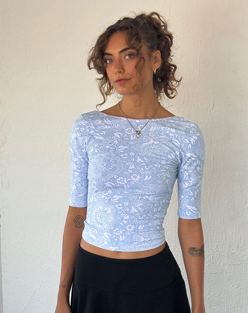 Image de Xiwani Top en Lycra blanc imprimé orné
