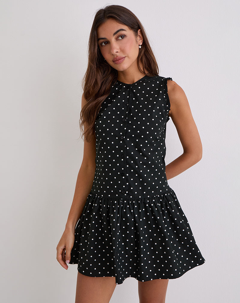 Mini robe Yadara en polka noir