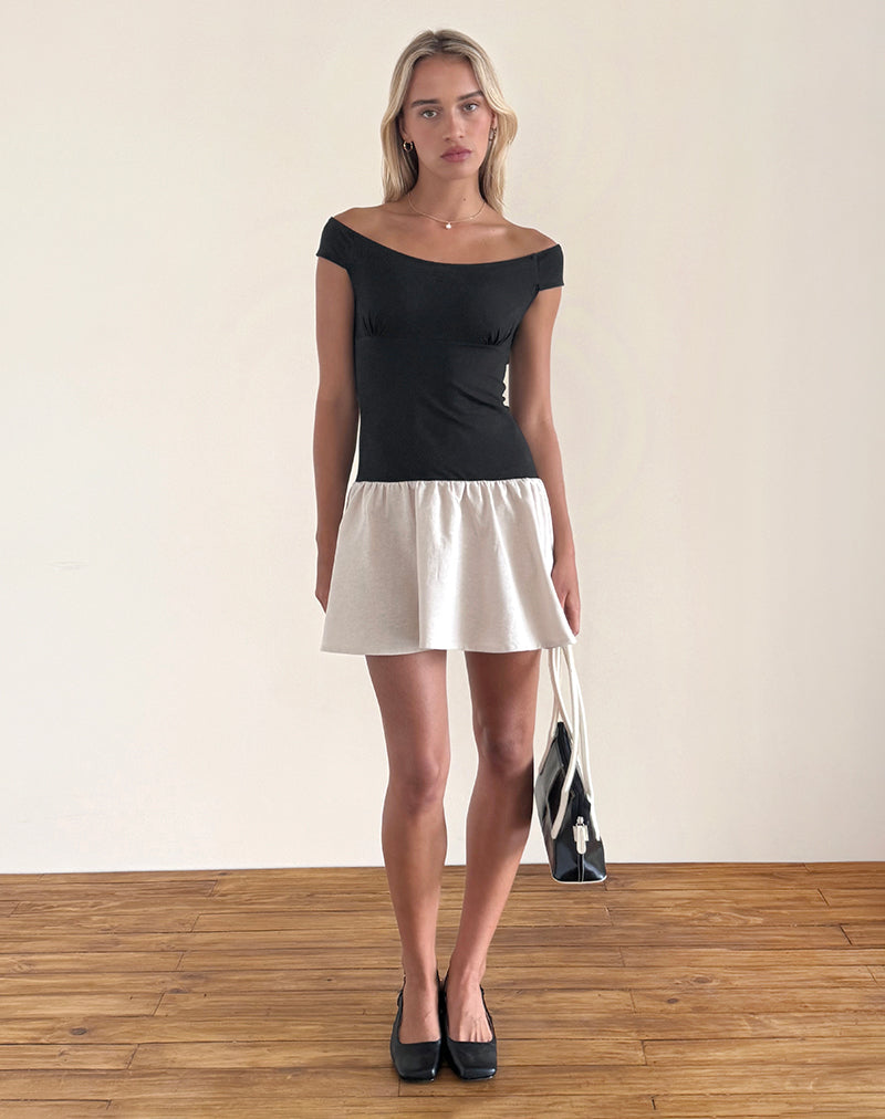 Image de Yael Mini Robe en Lycra Lin noir et écru