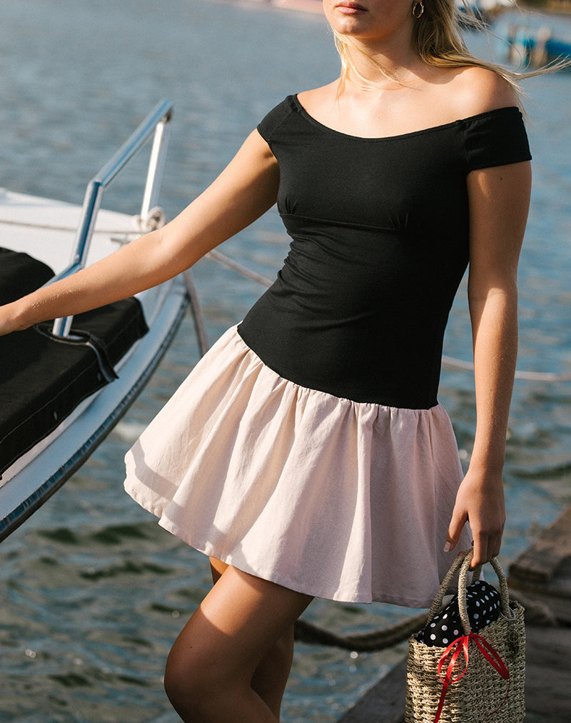 Image de Yael Mini Robe en Lycra Lin noir et écru