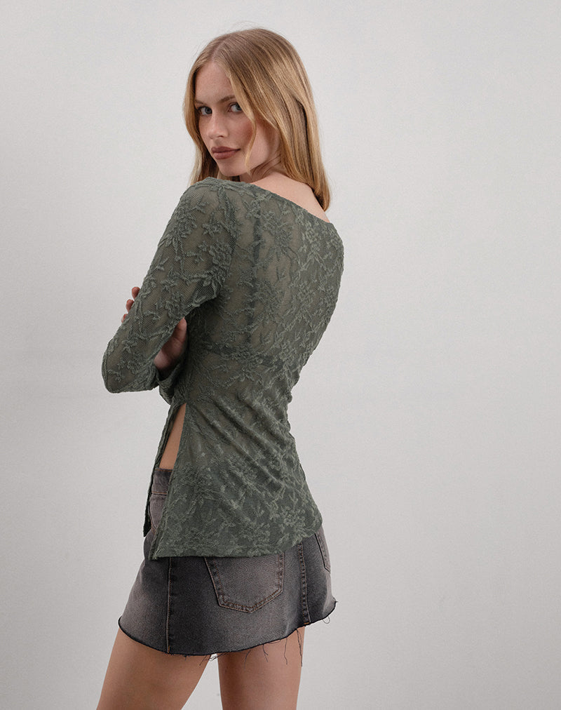 Image de Yamari Top in Jacquard Knit Green