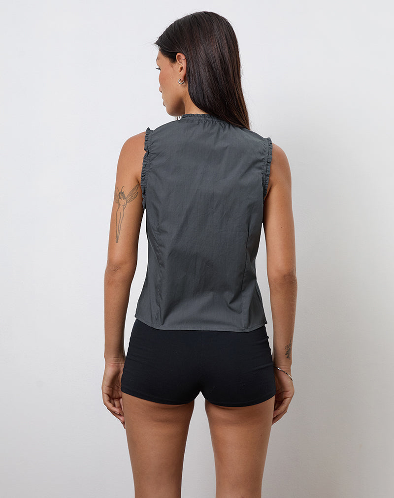 Image de Yara Blouse in Poplin Charcoal Grey