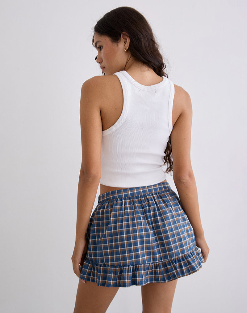 Image de la mini-jupe Yasumi en bleu écossais moyen