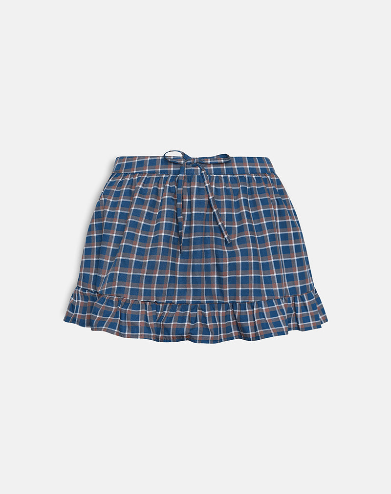 Image de la mini-jupe Yasumi en bleu écossais moyen
