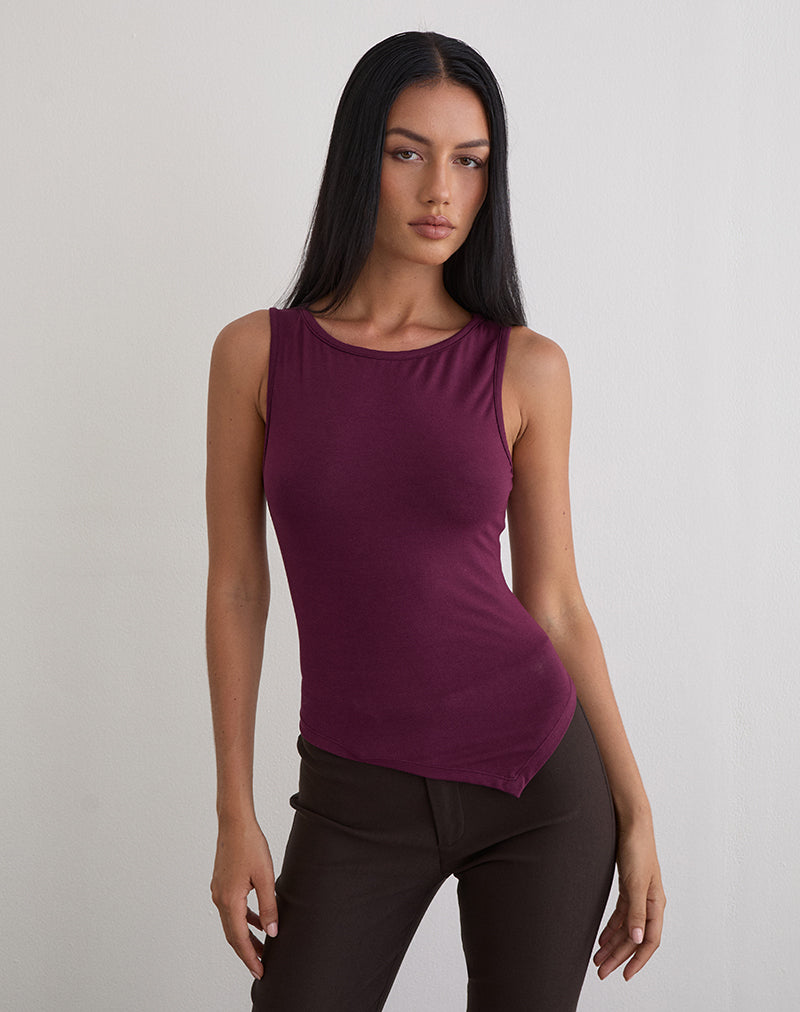 Ymir Vest Top in Rayon Jersey Deep Purple