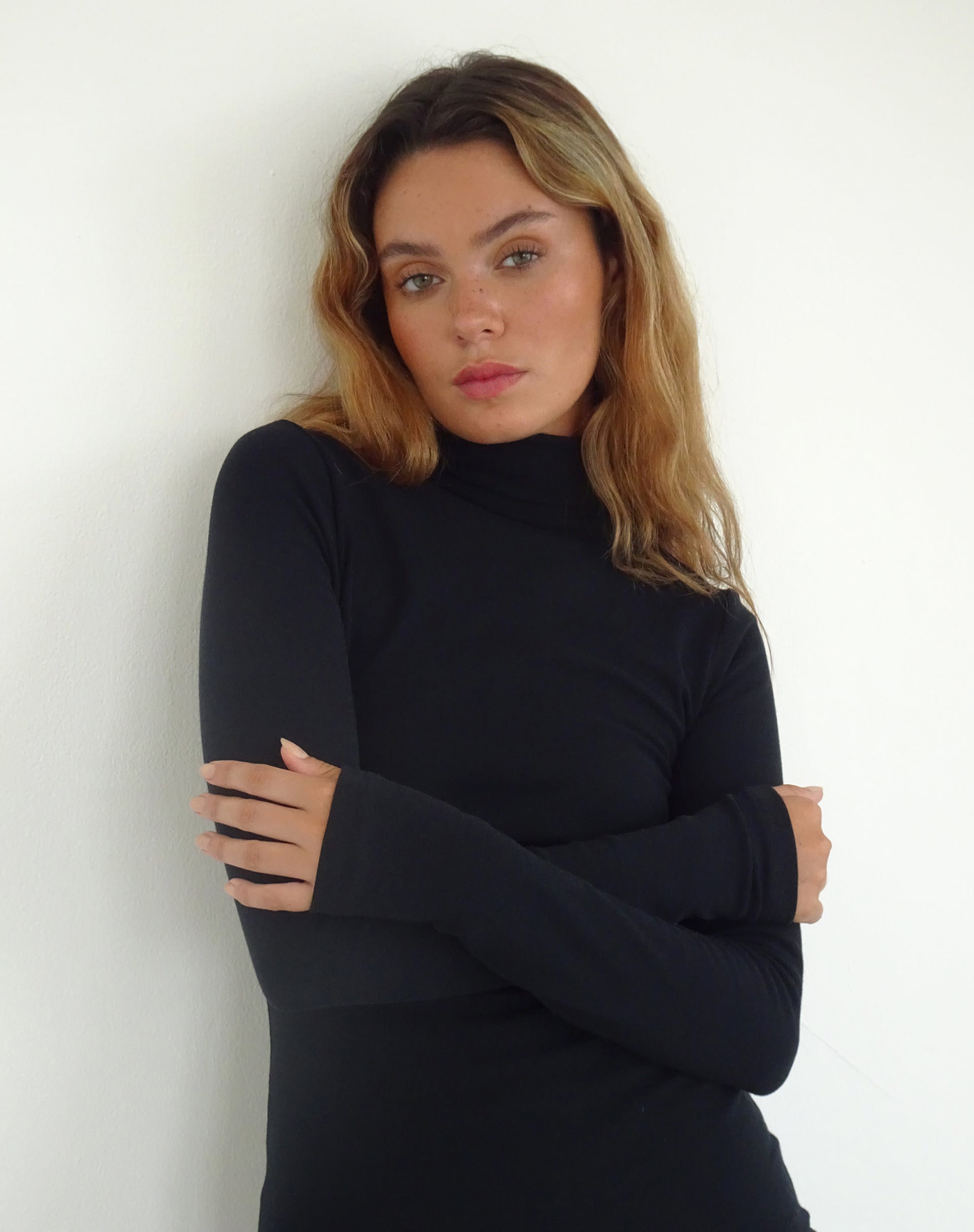 Image of Yrion Turtle Neck Bodycon Mini Dress in Black