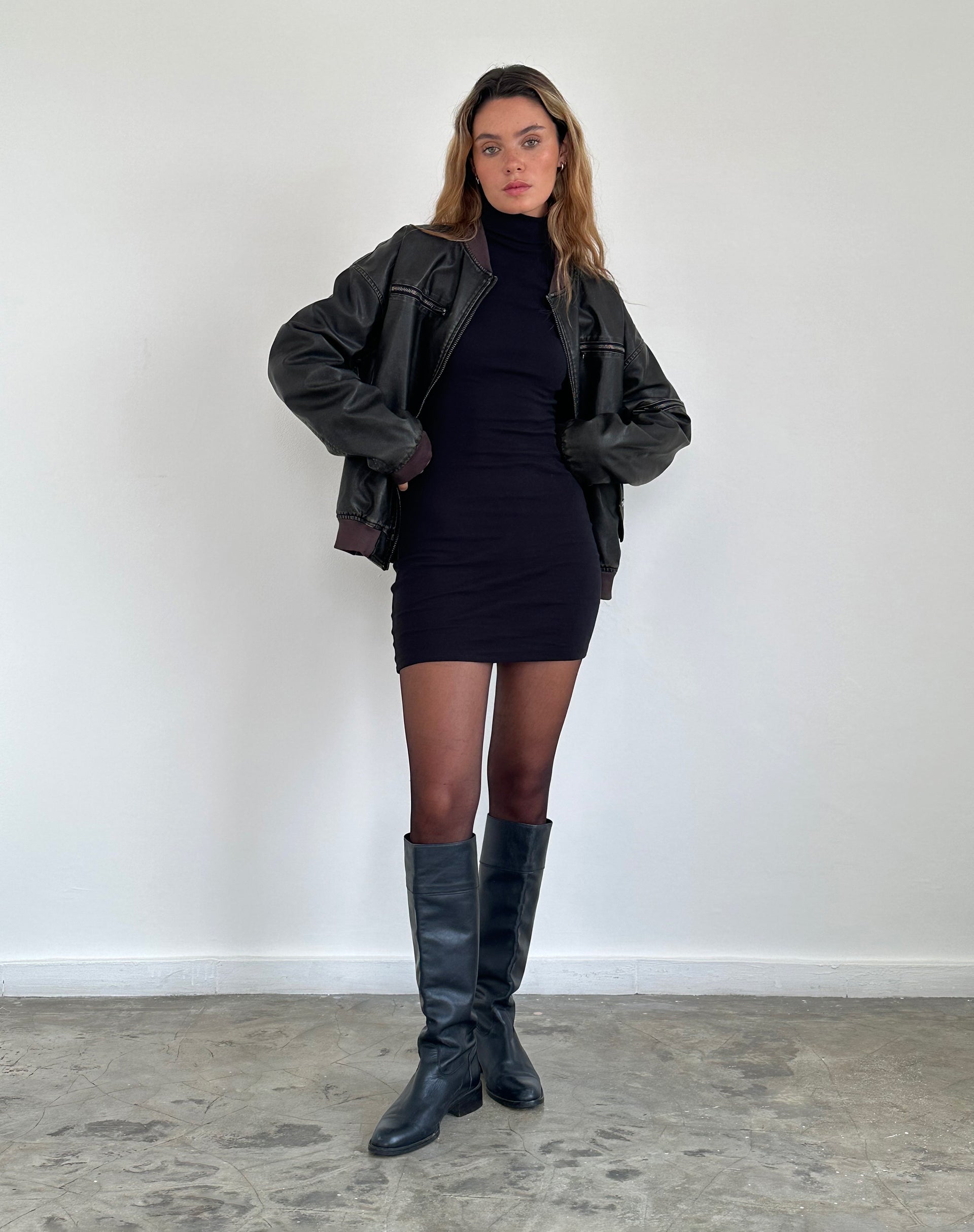Image of Yrion Turtle Neck Bodycon Mini Dress in Black