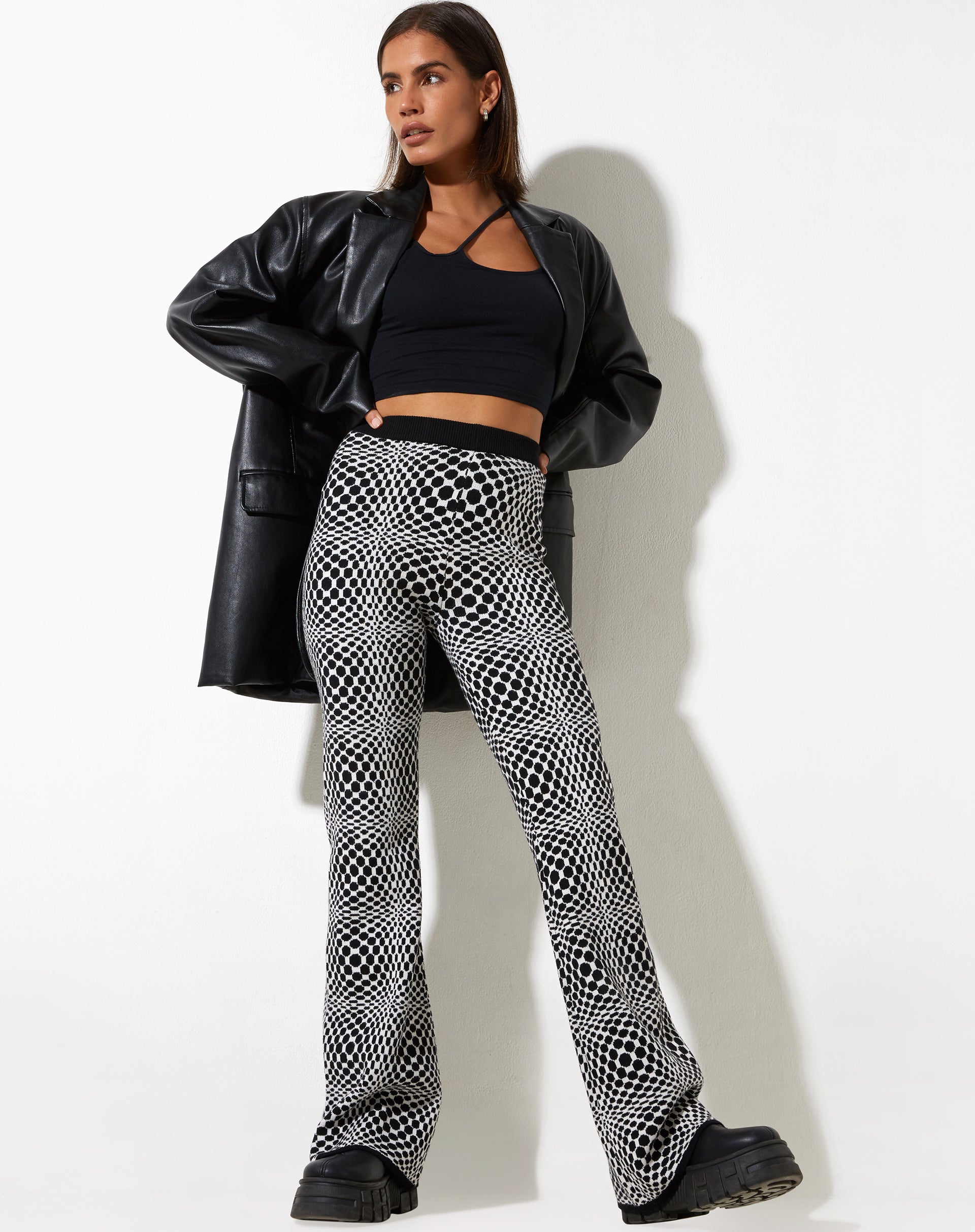 Image de Yuana Trouser in Optic Monochrome Square Black and White