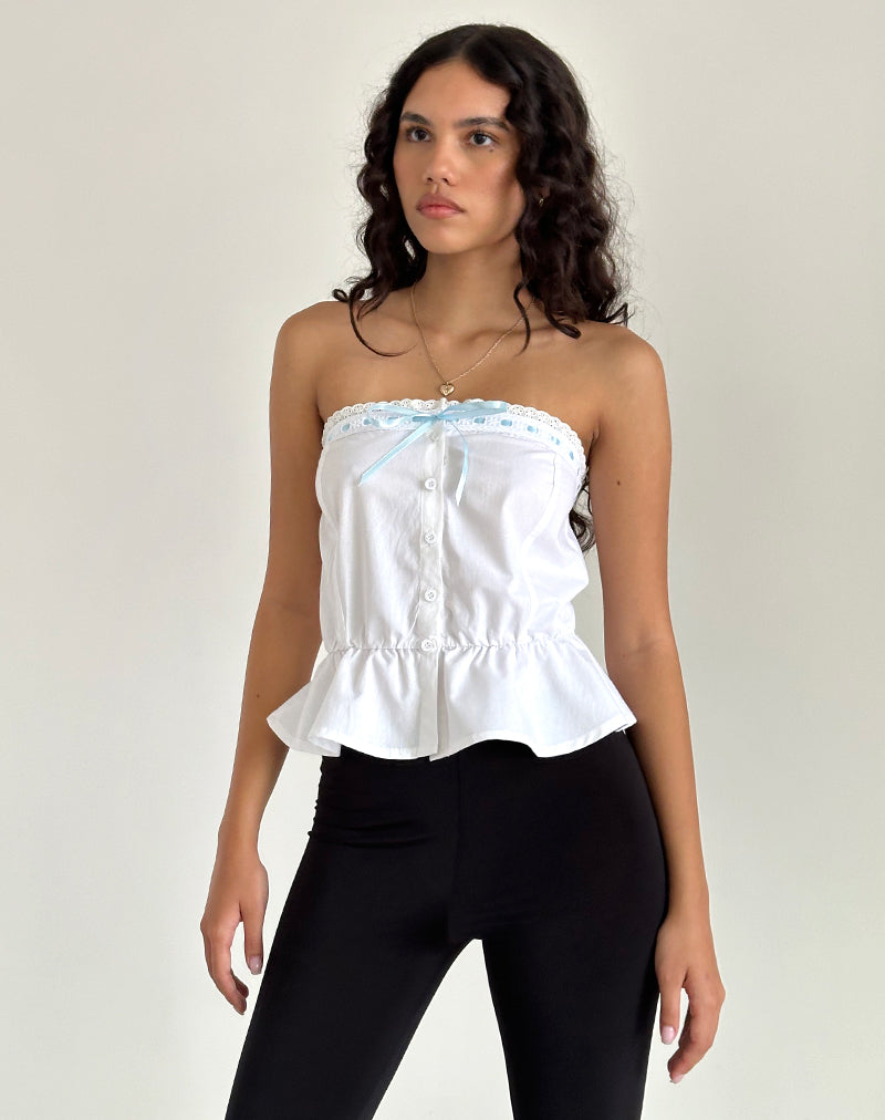 Image de Zar Ribbon Tube Top in White