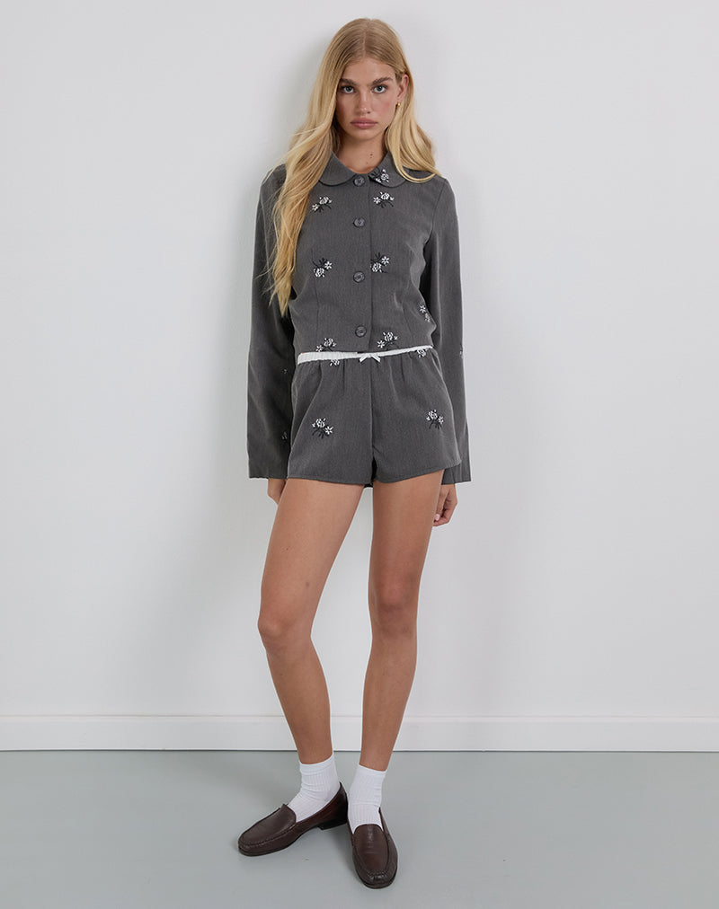 Image de Zedari Jacket in Floral Embroidery Tailoring Charcoal