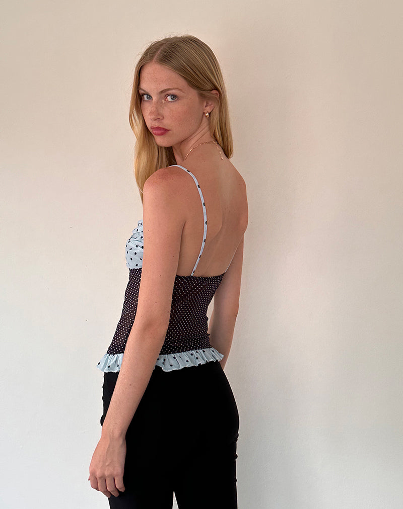 Image de Zeina Cami Top in Blue Black Basic Polka