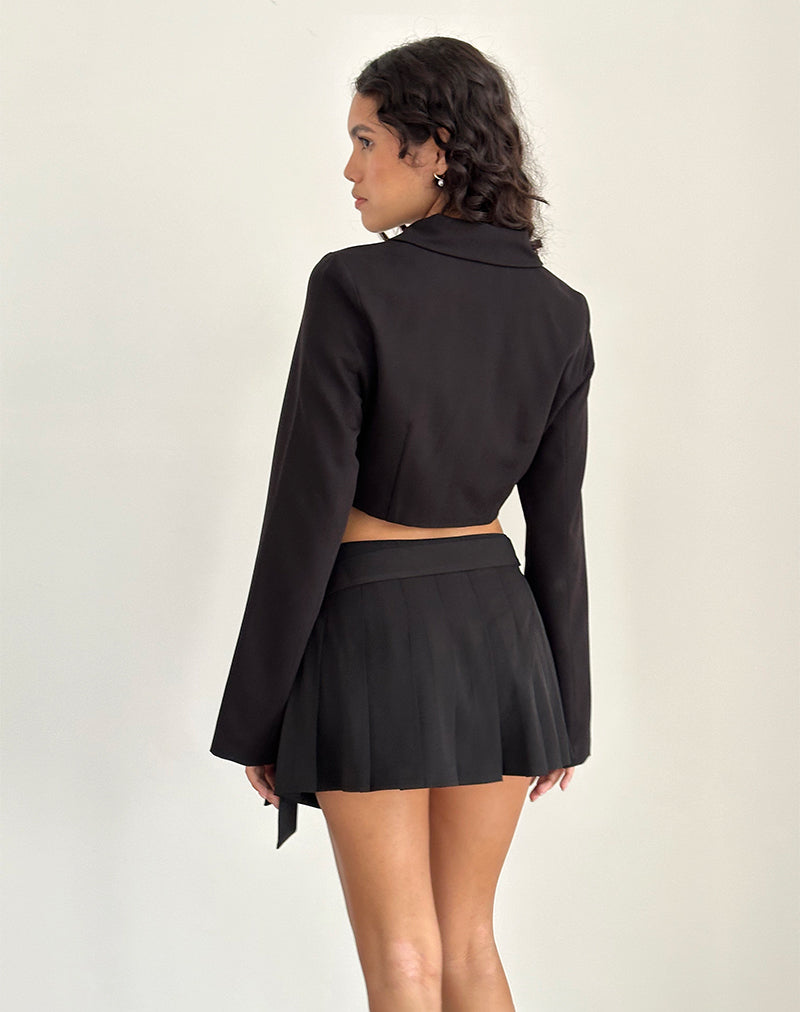Image de la mini-jupe plissée Zekira en noir
