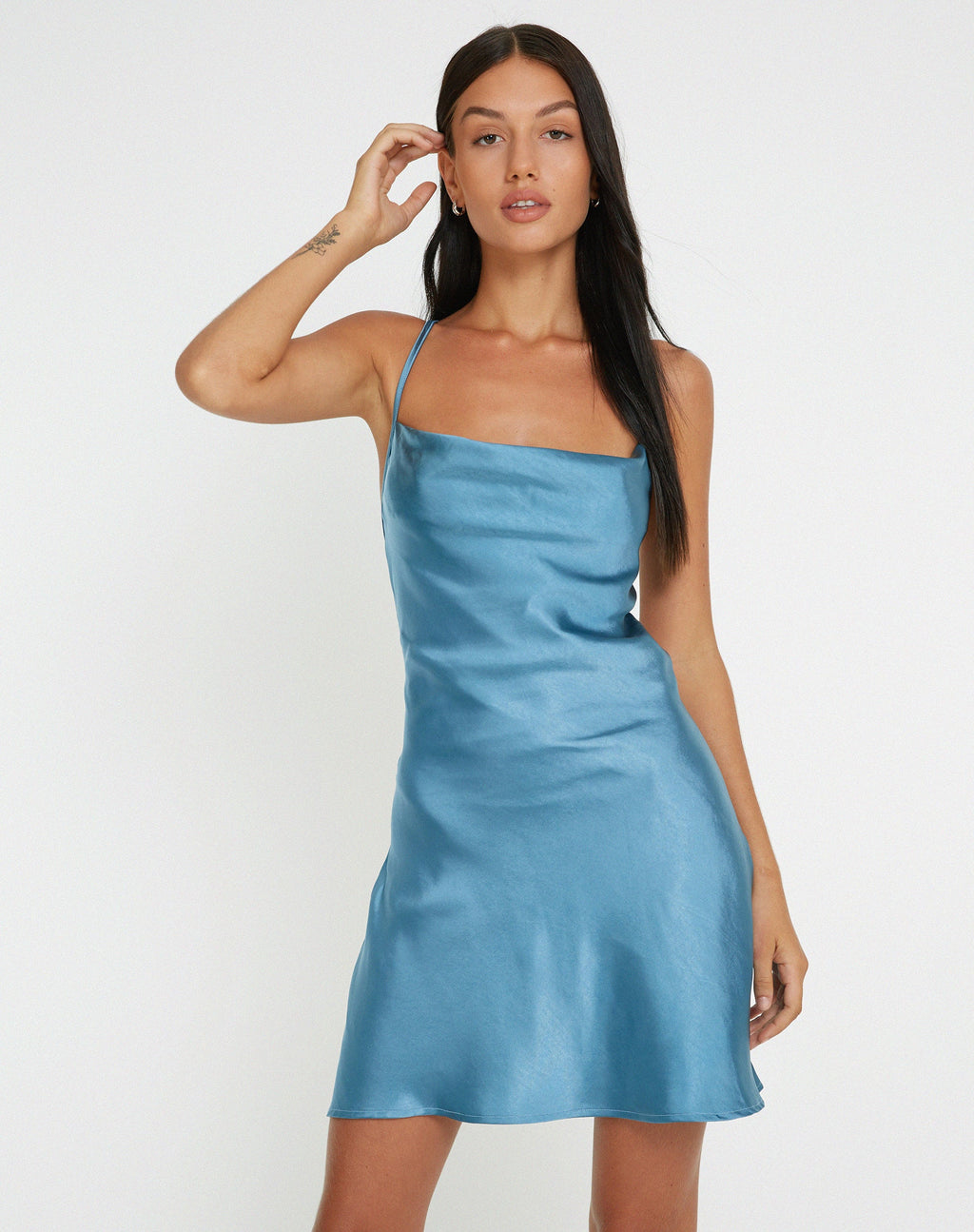 Mini robe Zenita en satin ardoise