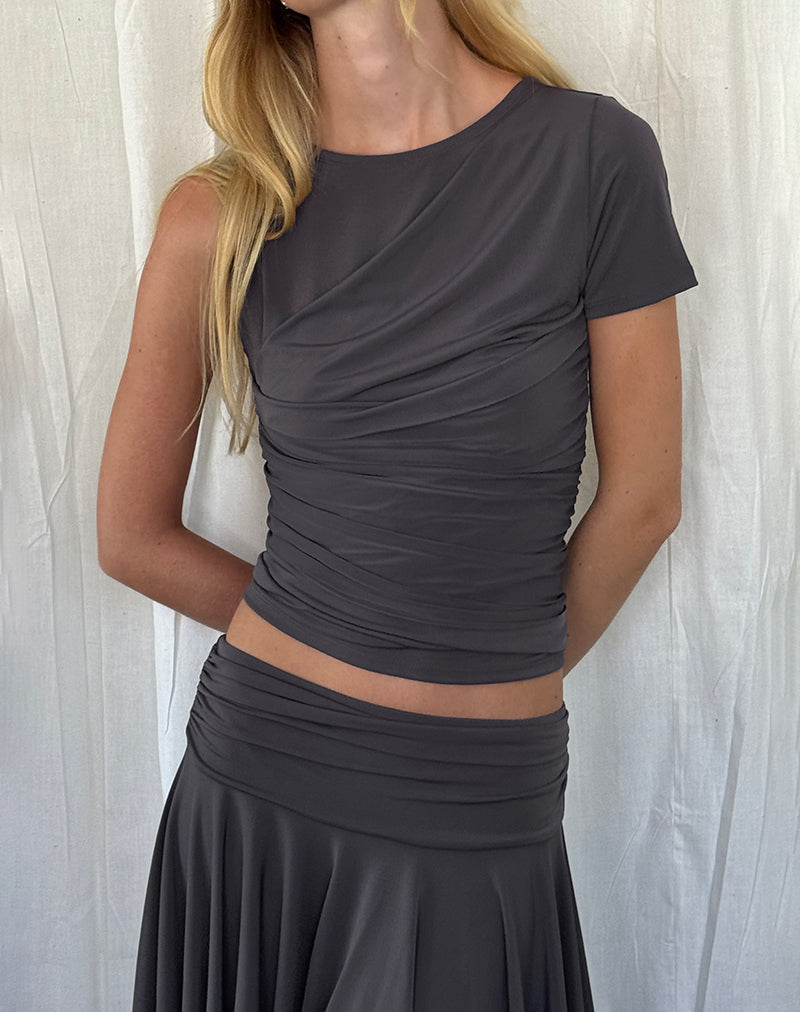 Image de Zera Asymmetric Ruched Top in Grey
