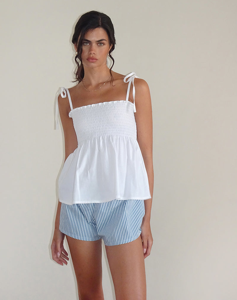 Image de Zerah Shirred Cami Top in Poplin White