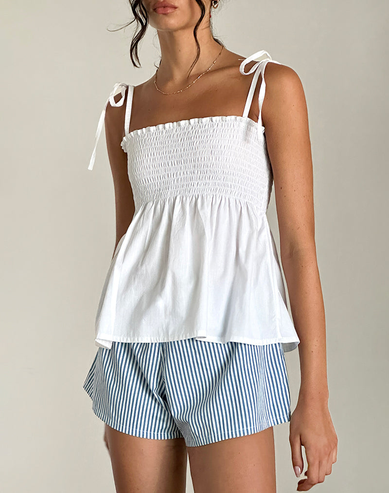 Image de Zerah Shirred Cami Top in Poplin White