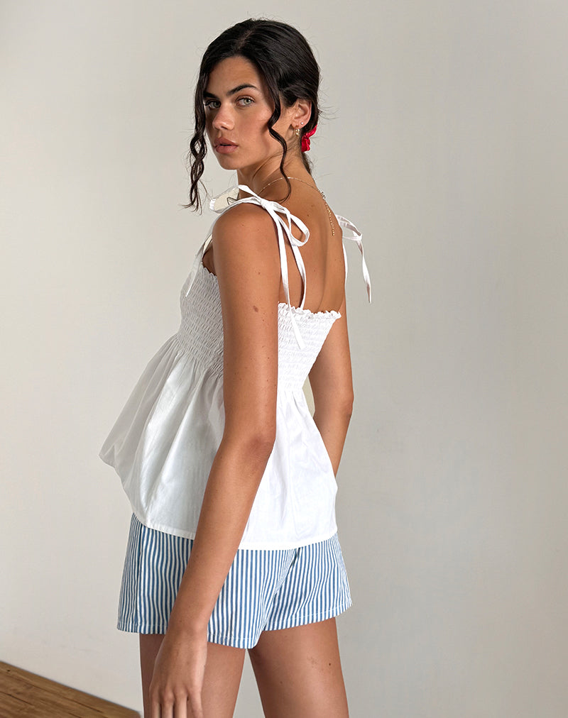 Image de Zerah Shirred Cami Top in Poplin White