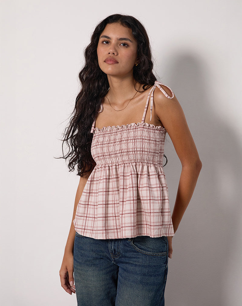 Image de Zerah Top in Basic Tartan Pink
