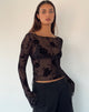 Image de Zerlin Unlined Long Sleeve Top in Rose Flock Black