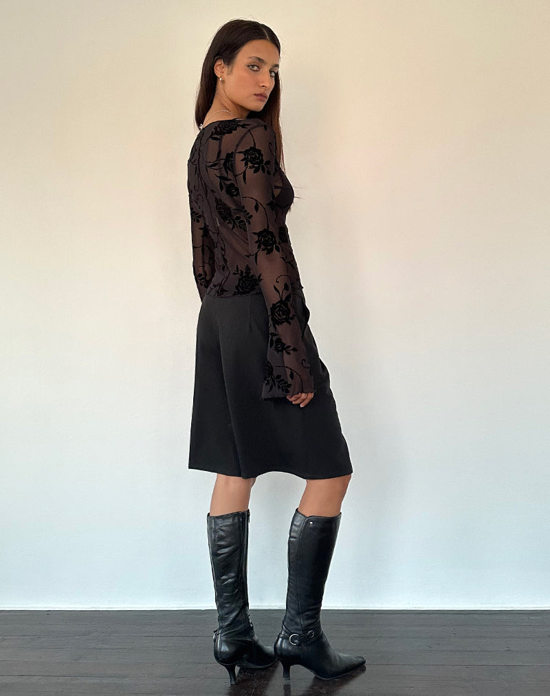 Image de Zerlin Unlined Long Sleeve Top in Rose Flock Black