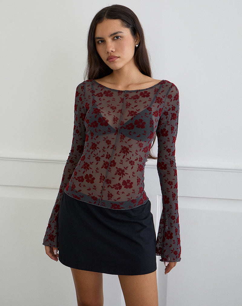 Image de Zerlin Top in Garden Floral Blue Grey