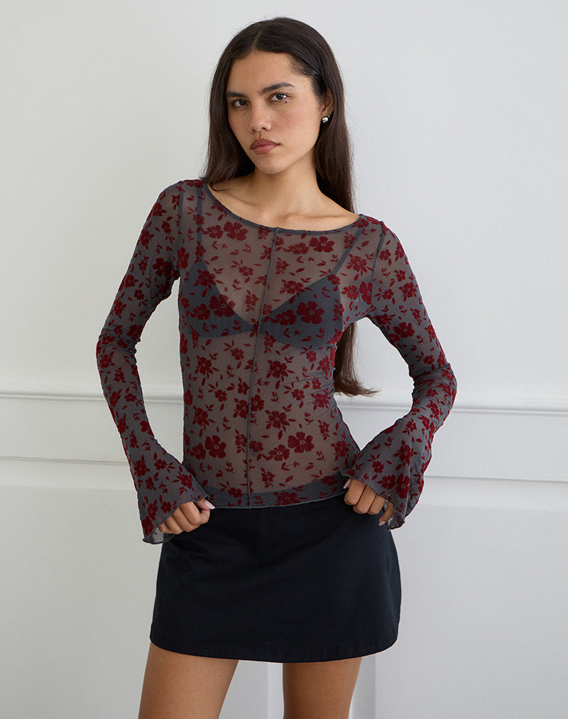 Image de Zerlin Top in Garden Floral Blue Grey