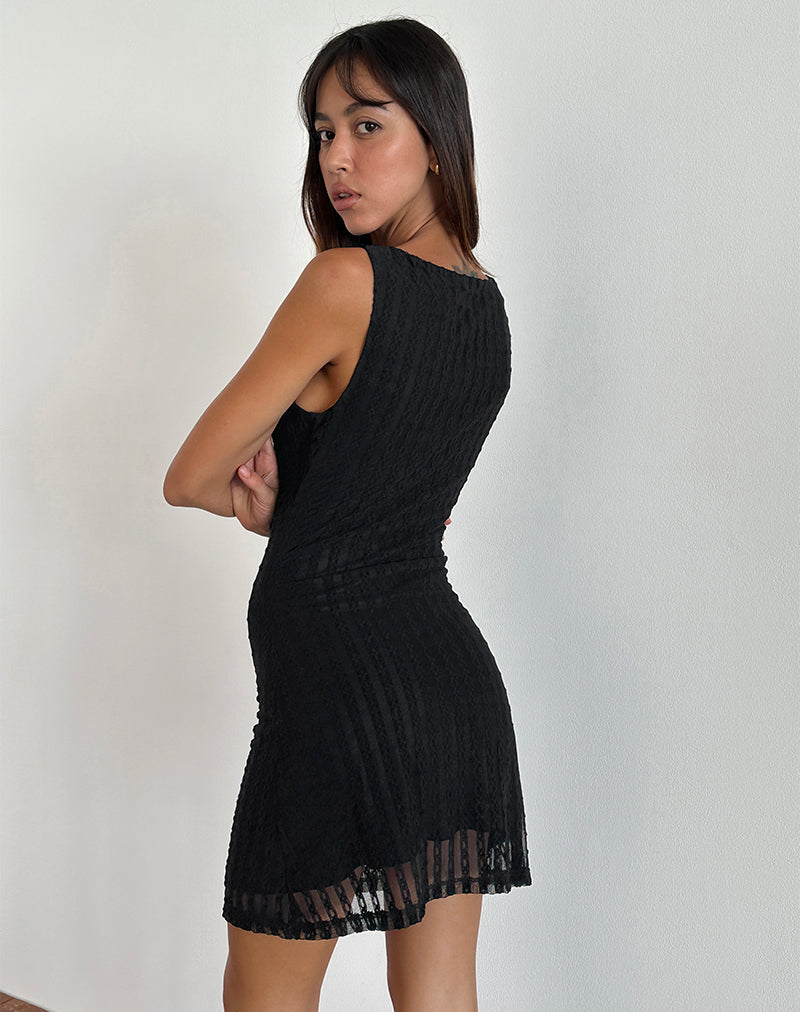 Image de la mini robe Zerrin en dentelle texturée Noir