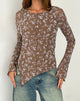 Image de Zest Mesh Long Sleeve Top in Botanist Flock Dark Taupe
