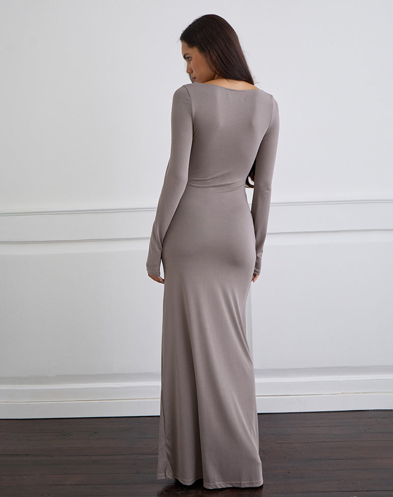 Image de Zeya Maxi Dress in Cupro Taupe Grey