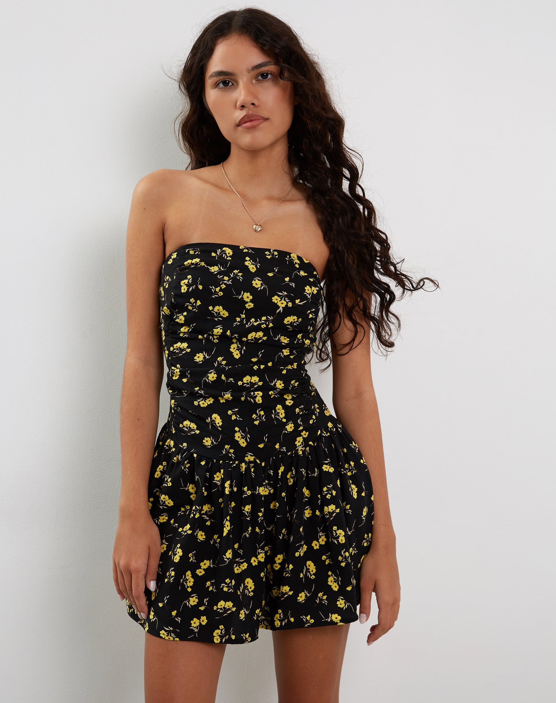 Image de Zhao Bandeau Mini Dress in Buttercup Black and Yellow