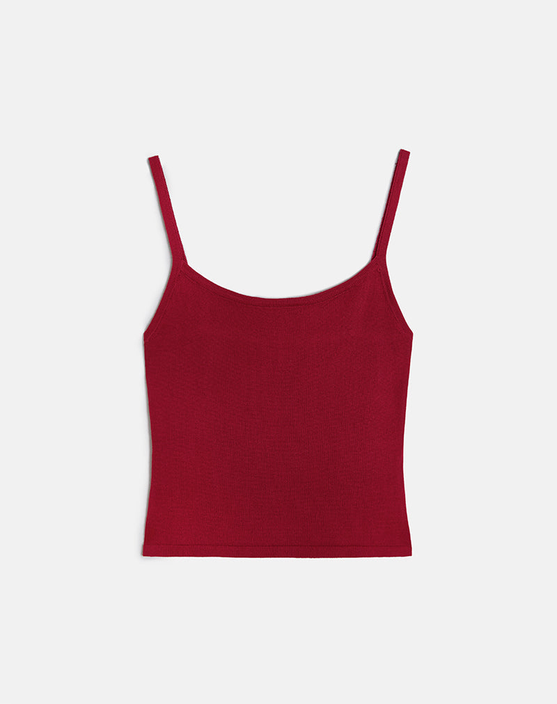 Image de Ziva Knit Cami Vest Top in Burgundy