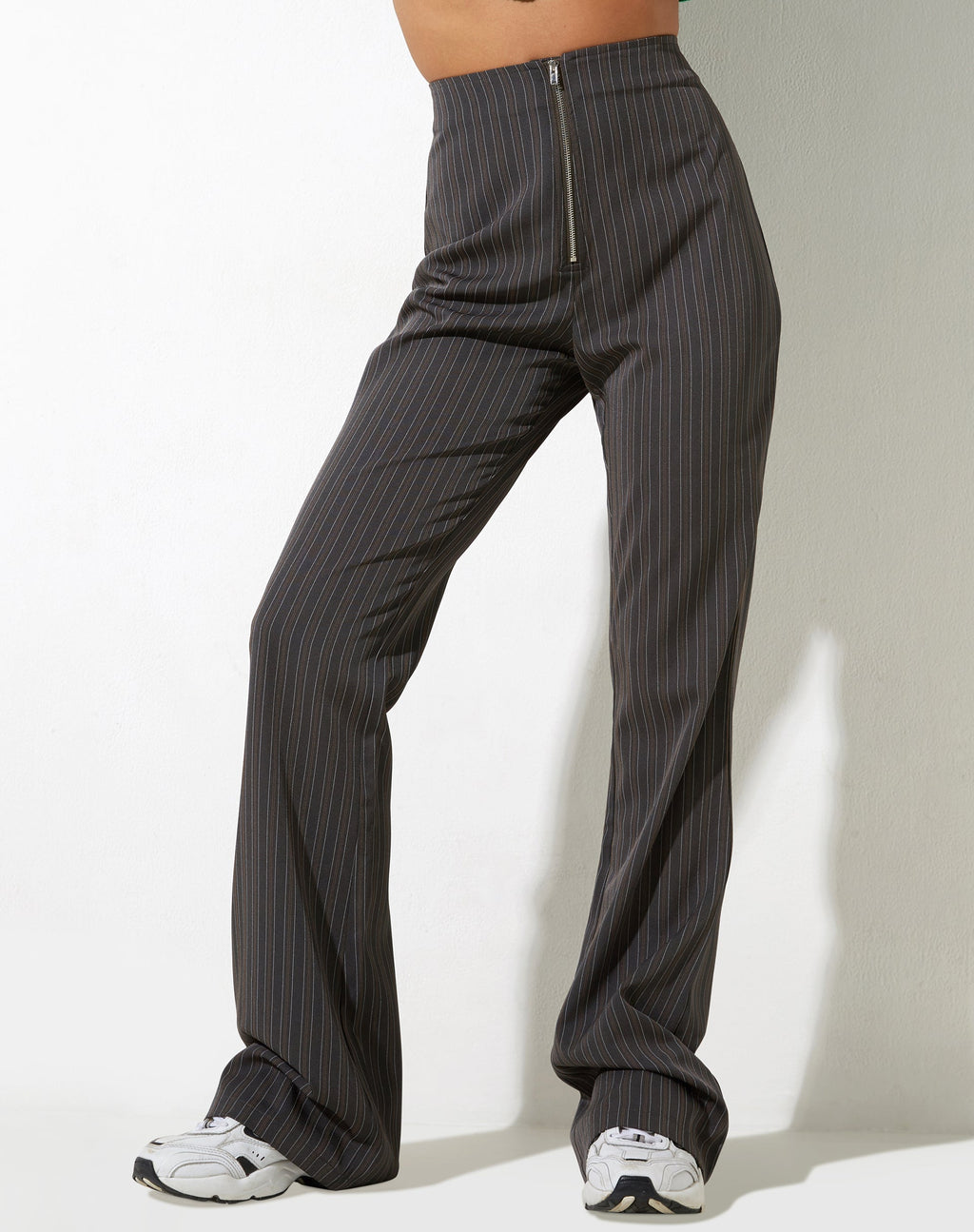 Pantalon évasé Zorah, rayé gris