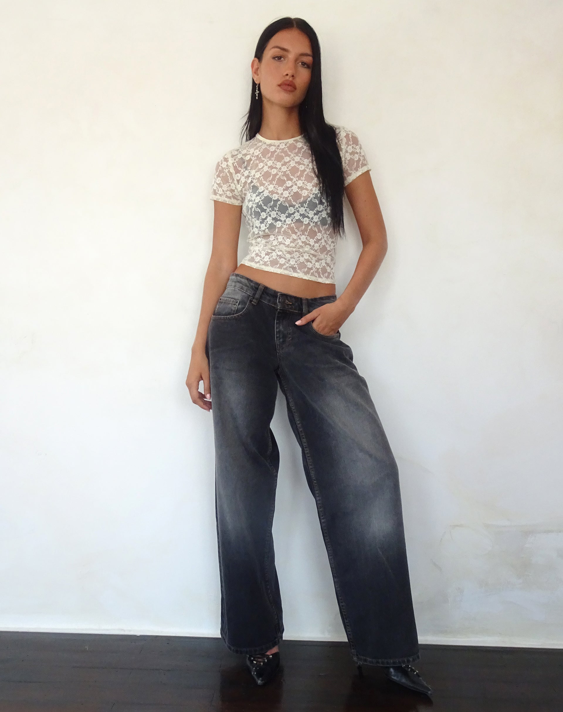 Image de Zorani Baby Tee en dentelle ivoire