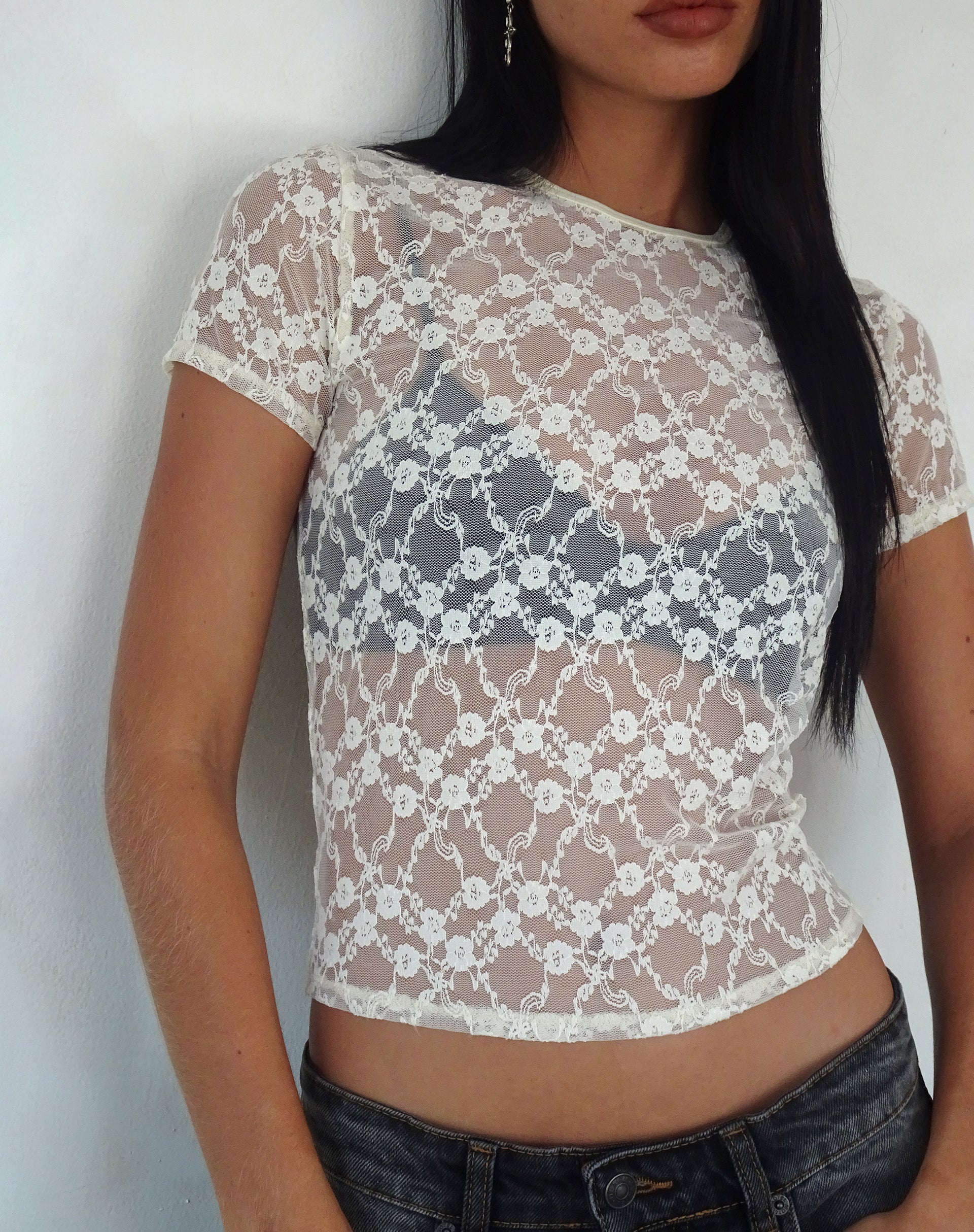 Image de Zorani Baby Tee en dentelle ivoire
